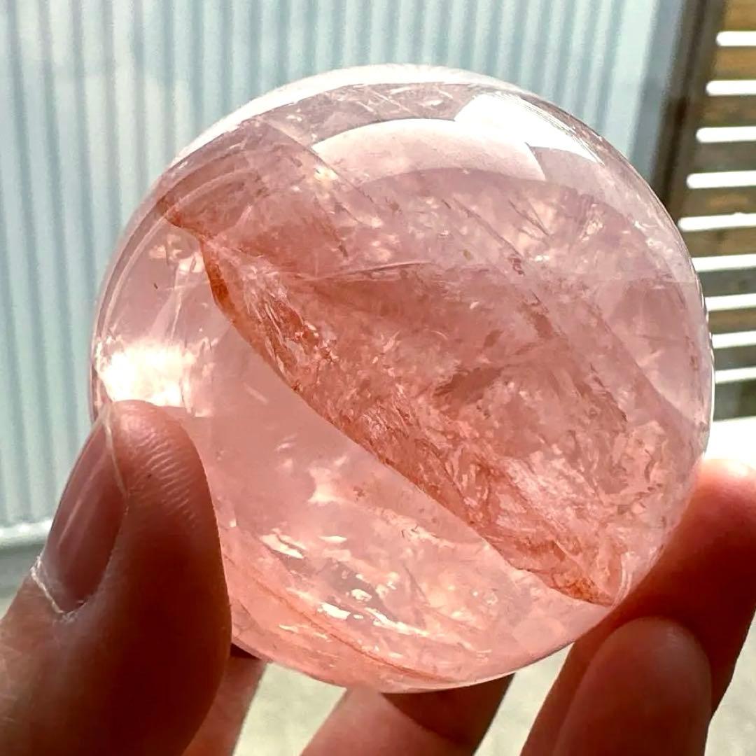ファイアジェミーローズクォーツ　スフィア　スターフラッシュ　5.6㎝