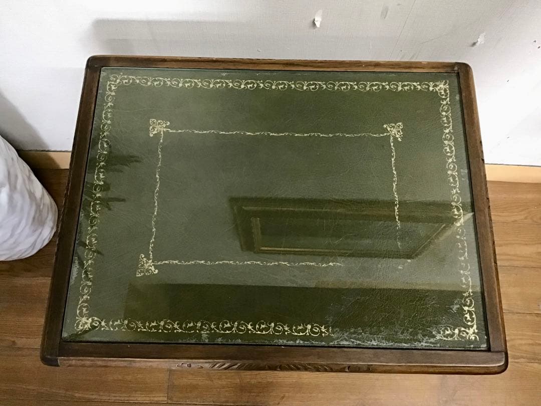 管116☆イギリス製☆アンティーク☆ウォールナット☆ネストテーブル☆天板ガラス付