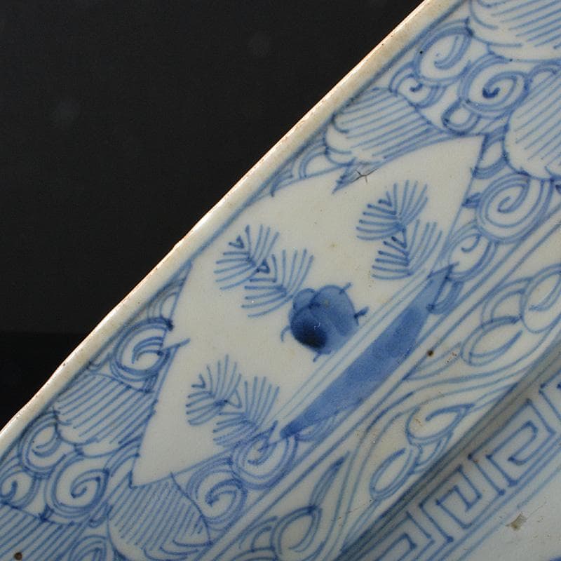 伊万里焼　古伊万里　染付皿山水文八角皿　C　R6374F