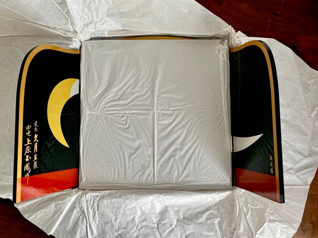 東京 久月　木製 漆塗り　飾り屏風 金箔　観音開き　三面 三日月