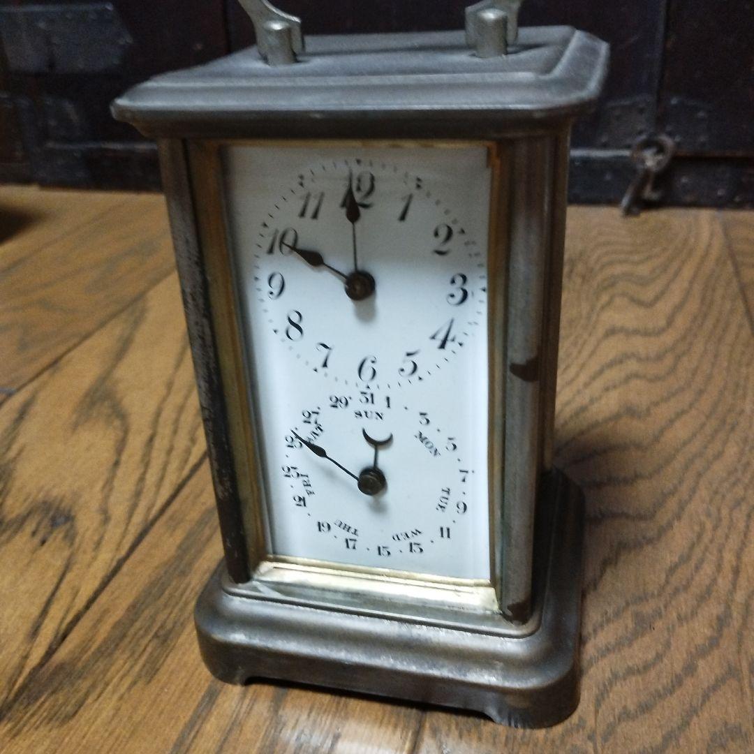 置時計　ゼンマイ式　七曜日指　アンテーク　レトロ　ジャンク品