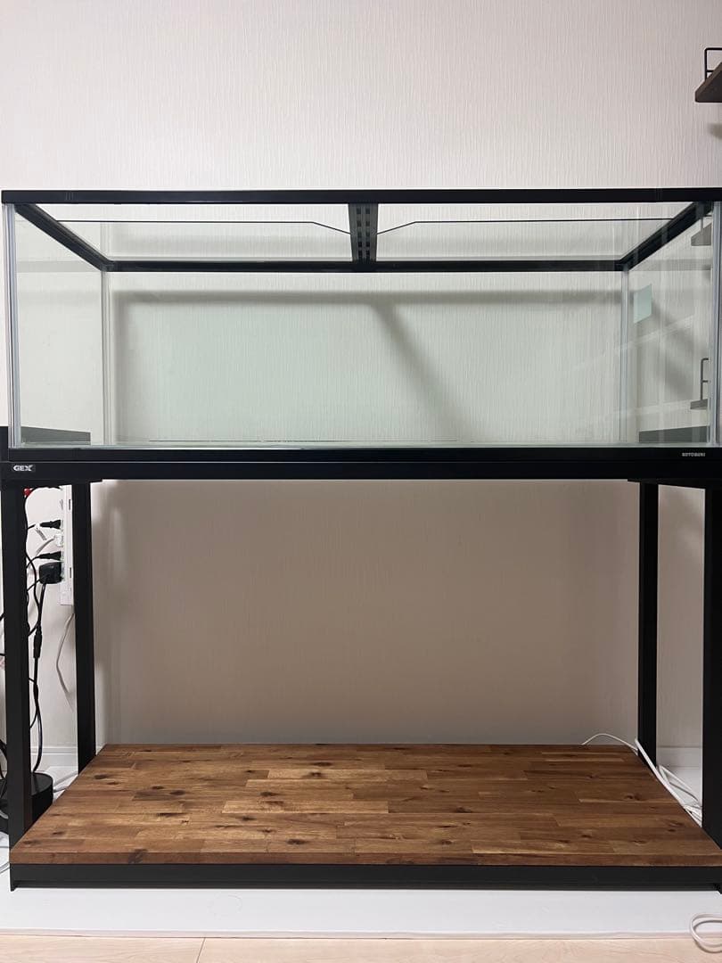 GEX スチール台 幅120cm奥行45cm水槽対応 アカシア木材棚設置加工