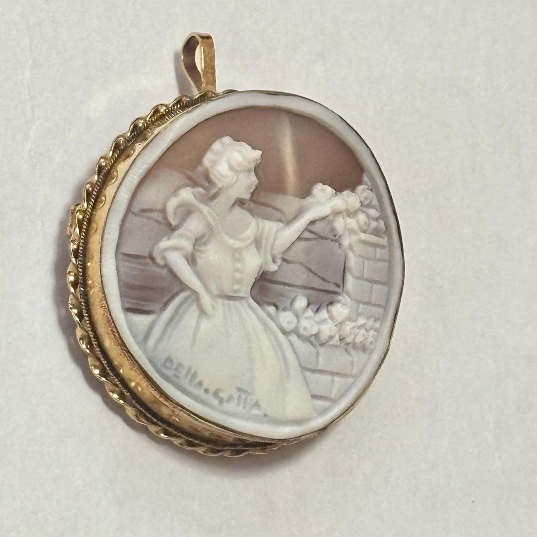 イタリア　カメオ　K12 ブローチ　ペンダントトップ　ネックレス