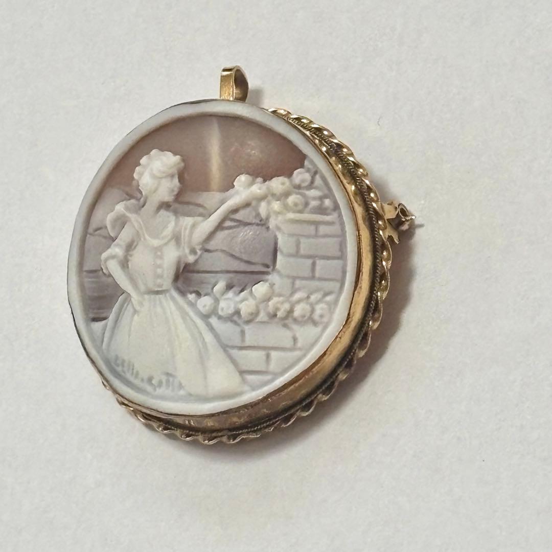 イタリア　カメオ　K12 ブローチ　ペンダントトップ　ネックレス
