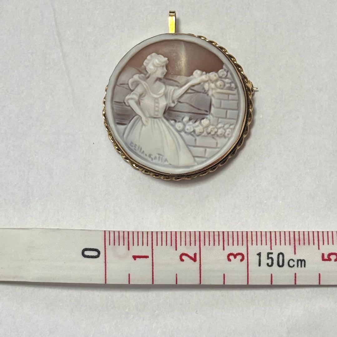 イタリア　カメオ　K12 ブローチ　ペンダントトップ　ネックレス