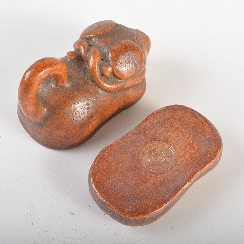 茶道具　大樋焼　九代　大樋長左衛門作　干支　戌　香合　共箱　C　6828