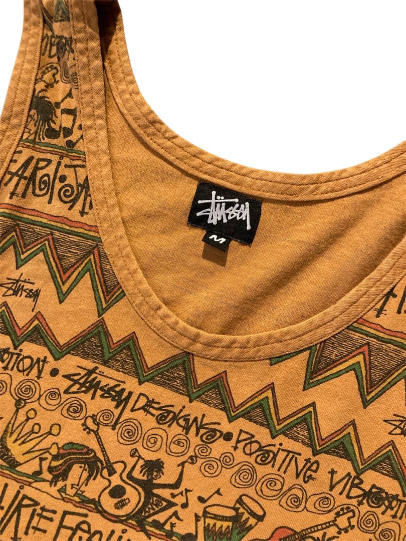 OLD STUSSY IRIE BAND 総柄タンクトップ　ラスタTOM TOM