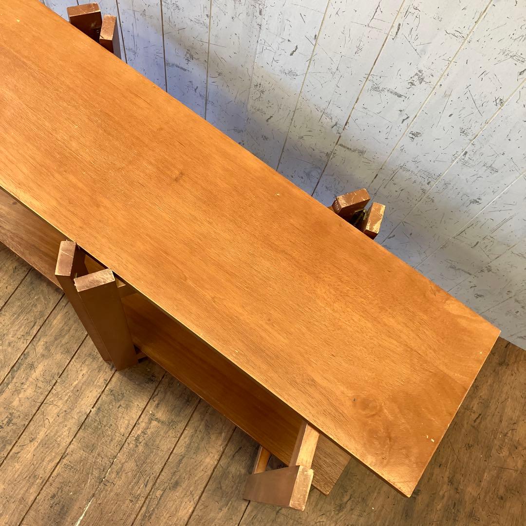 北欧レトロ オープンシェルフ ウッドラック 折りたたみ式 2段 木製 飾り棚