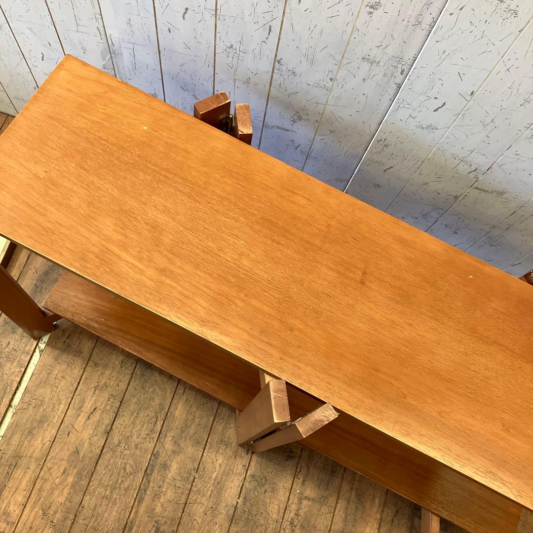 北欧レトロ オープンシェルフ ウッドラック 折りたたみ式 2段 木製 飾り棚