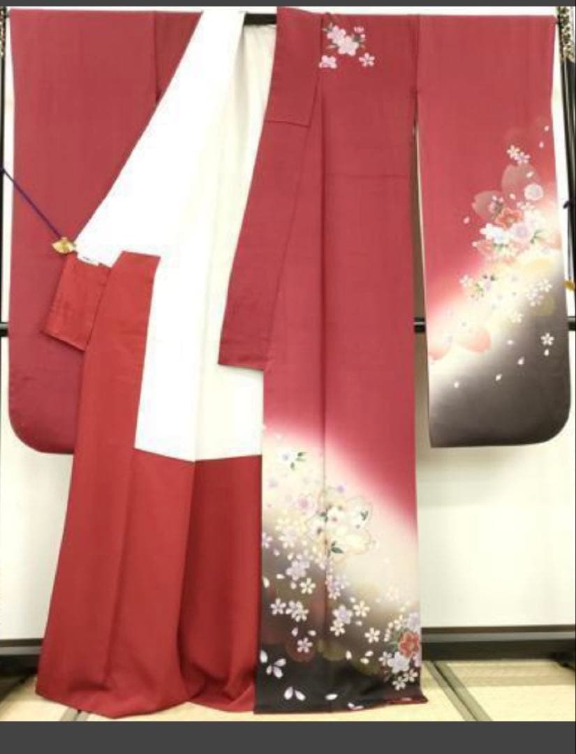 振袖フルセット6点サイズＬ跳兎　舞桜　暈し染　銀彩　正絹
