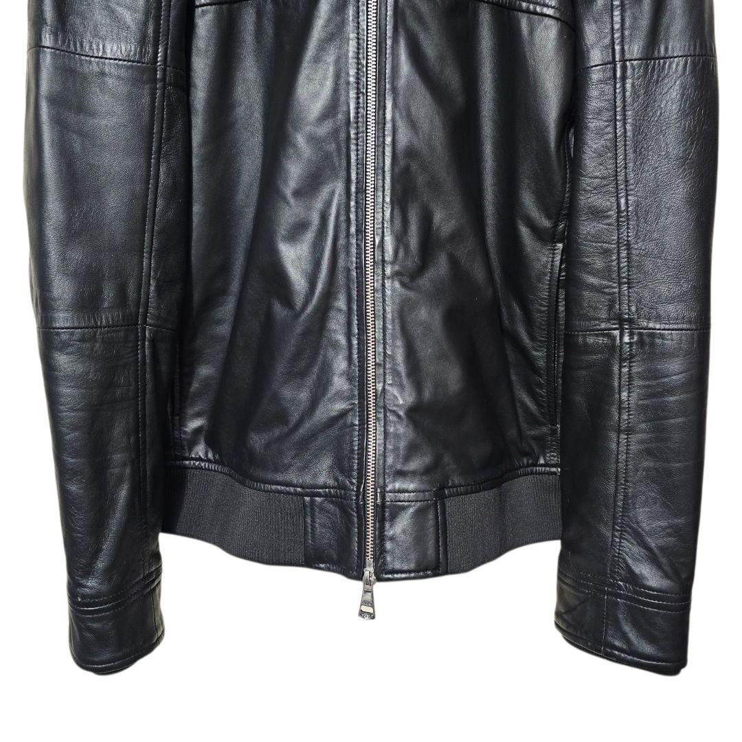 AKM シングルライダースジャケット レザージャケット ブラック XL