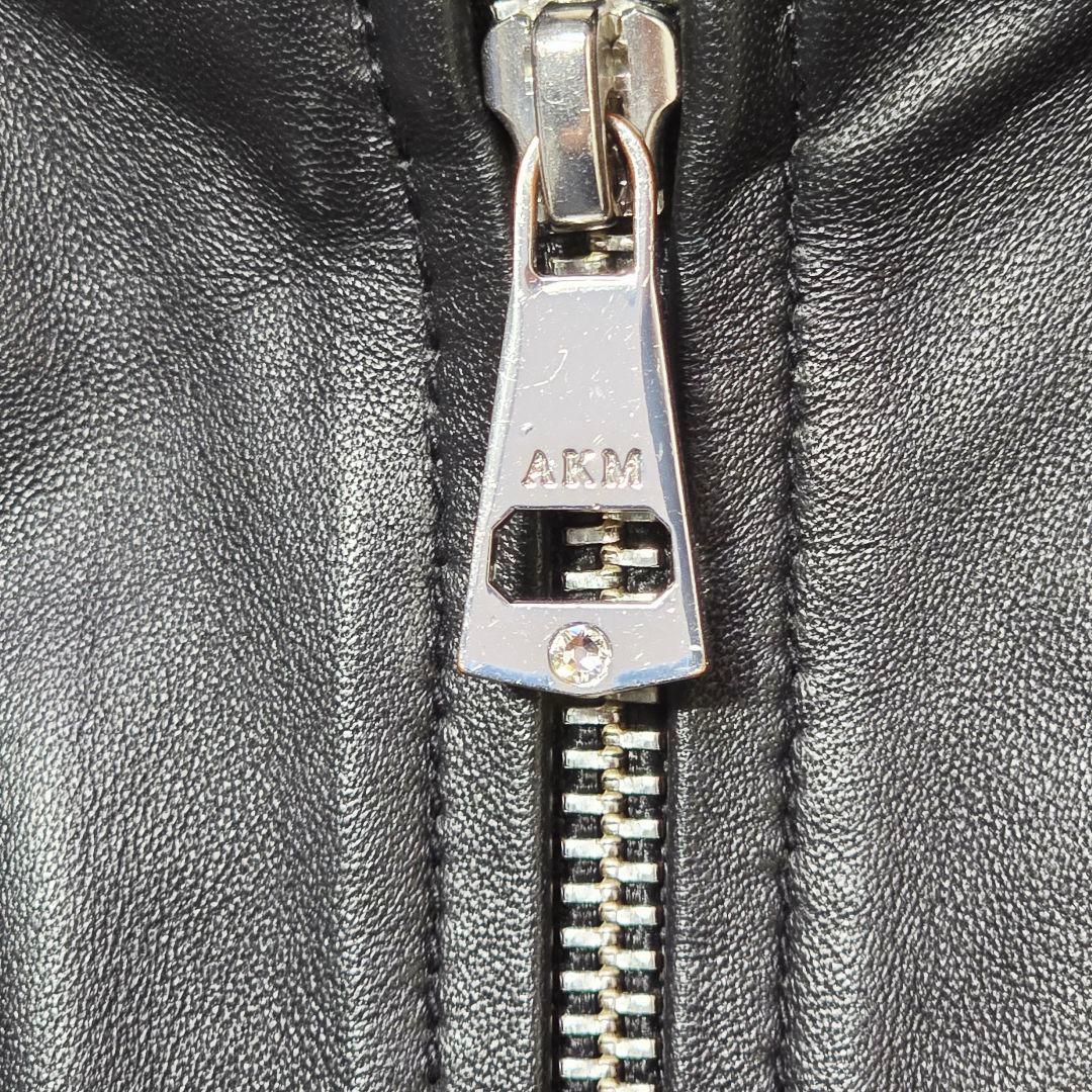 AKM シングルライダースジャケット レザージャケット ブラック XL