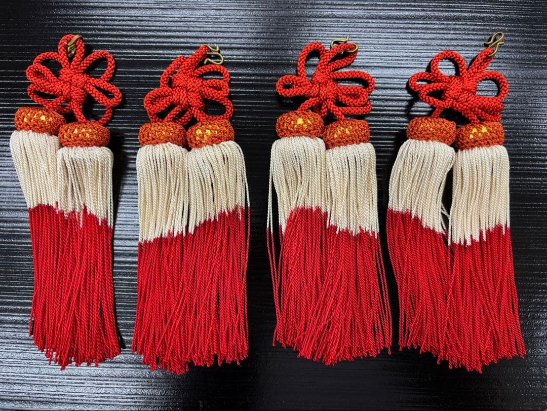 花嫁のれん　加賀のれん　鶴・松・梅／朱色・オフホワイト《こ241》#江戸小もーん