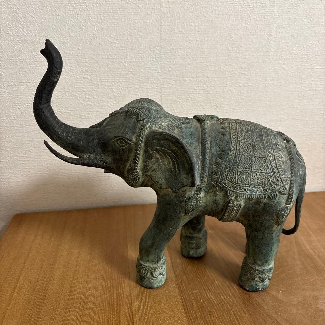 象の置物　青青銅