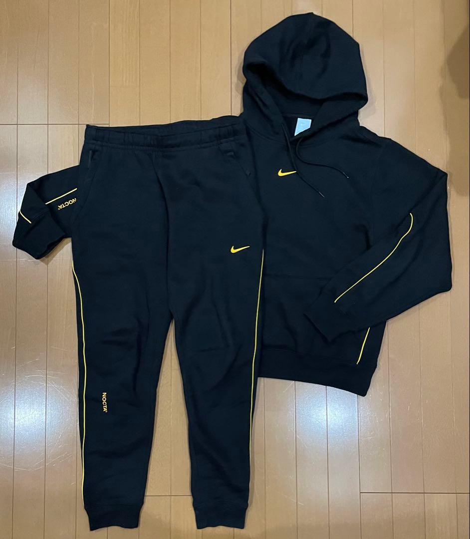 NIKE NOCTA Sセットアップ　パーカー×パンツ　ブラック × イエロー