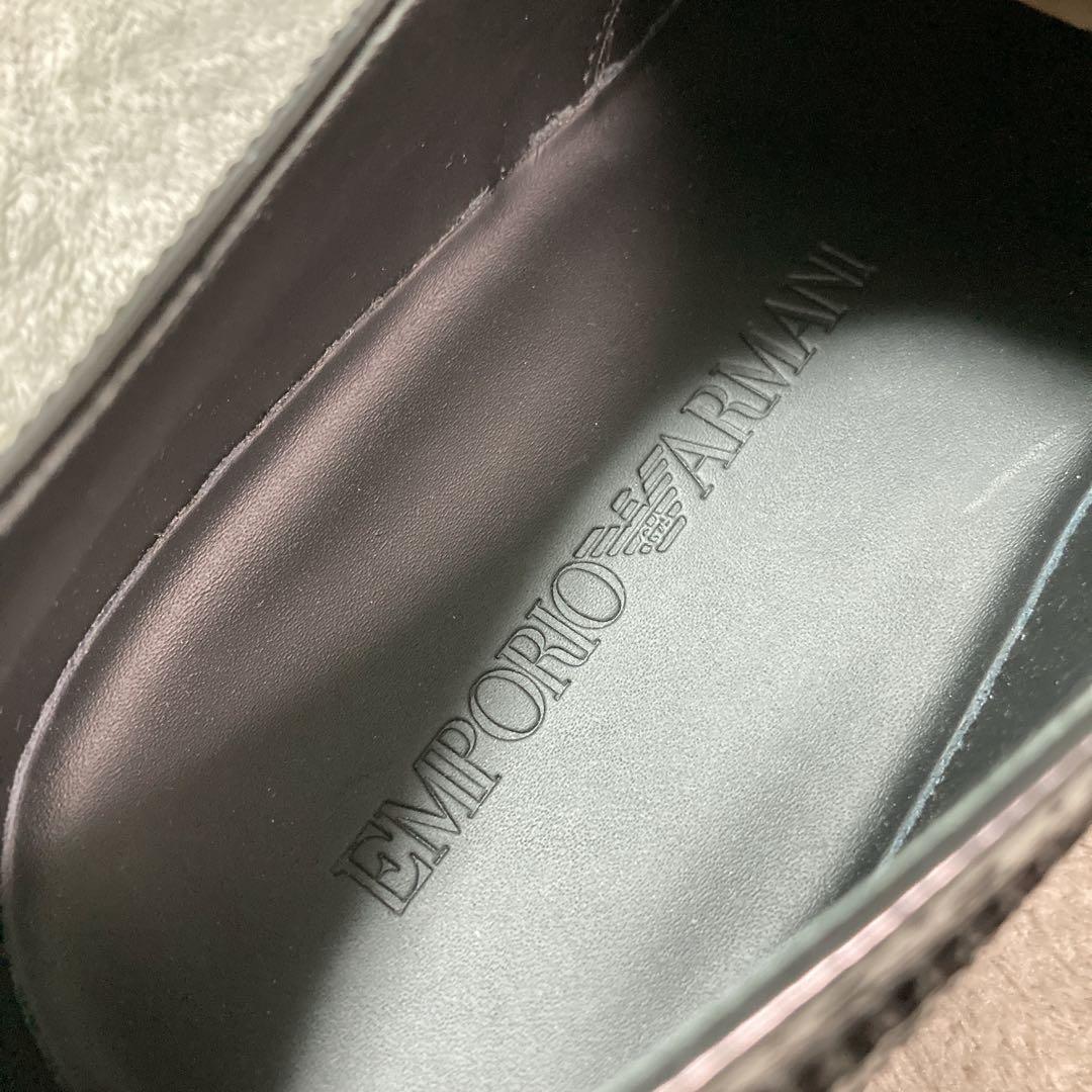 【新品】エンポリオアルマーニ レザー ビジネスシューズ 9 BK ウィングチップ