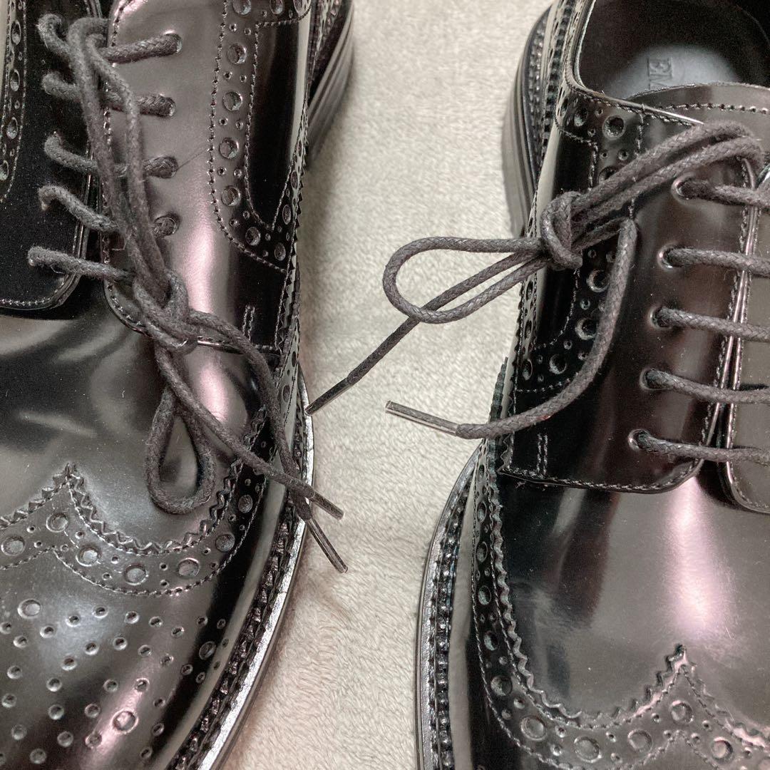 【新品】エンポリオアルマーニ レザー ビジネスシューズ 9 BK ウィングチップ