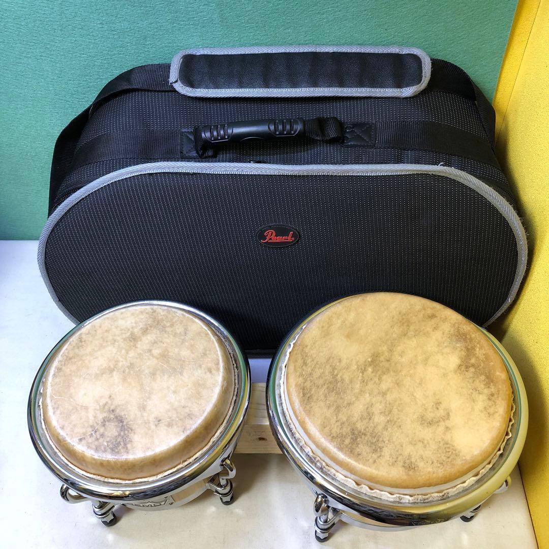 か77● 【中古】REMO / CROWN BONGO ケース付き(pearl)