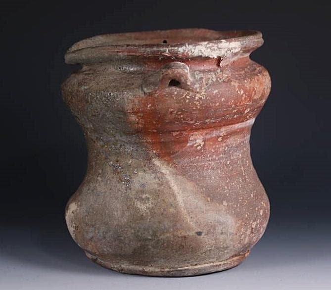 古備前　江戸後期　耳付窯変瓢水指 M323