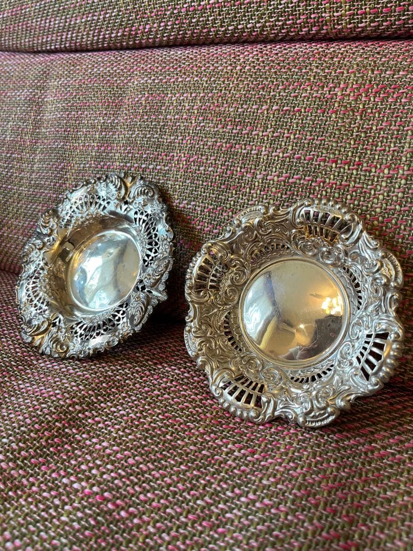 純銀　シルバー　ボンボンディッシュ　小物 アンティーク　2個セット