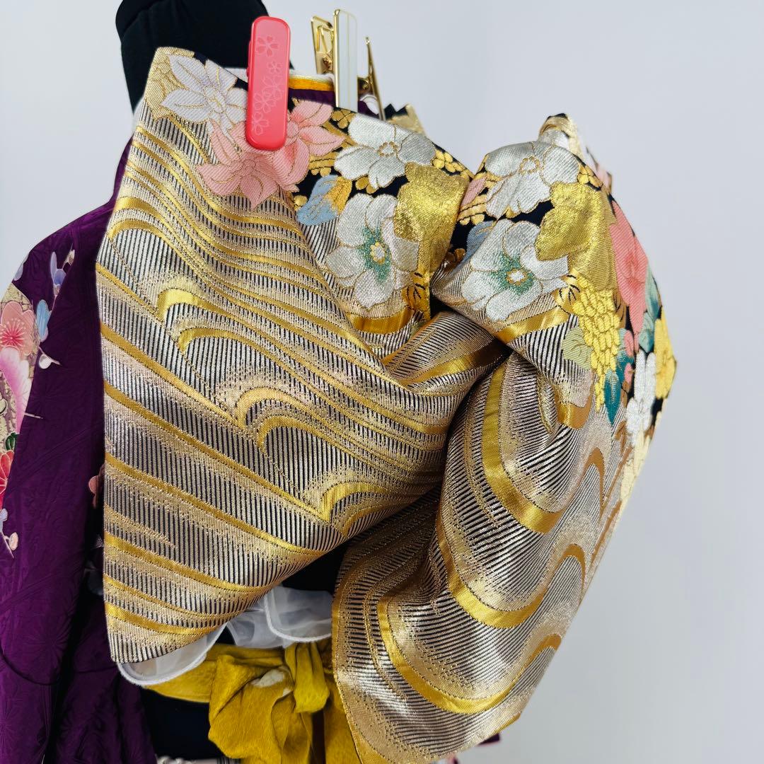 振袖フルセット　丸昌　地紋　金彩　金駒刺繍　成人式　白レースつけ袖付　正絹