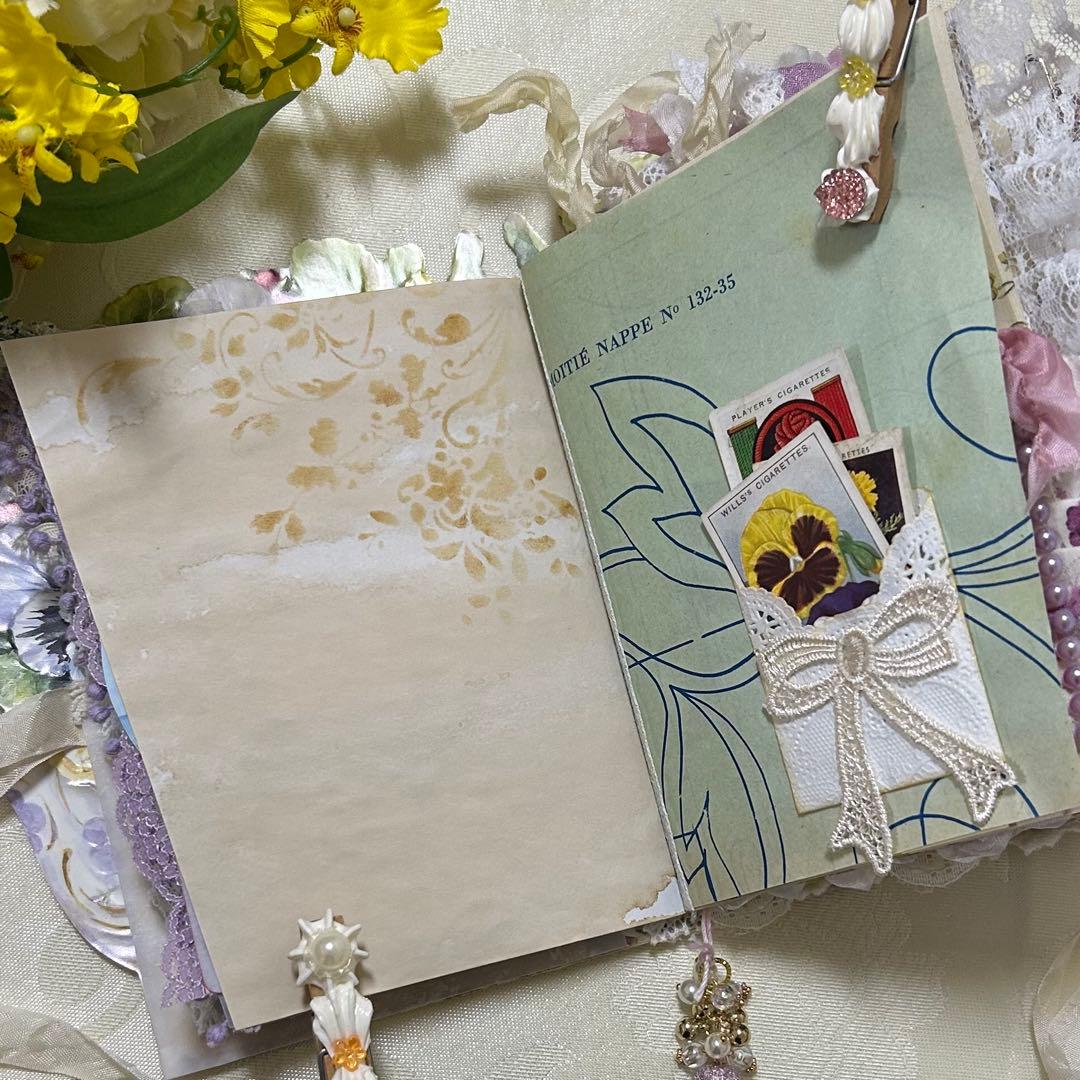 薔薇とレースのジャンクジャーナル・雑記帳　パンジー　For Ynu