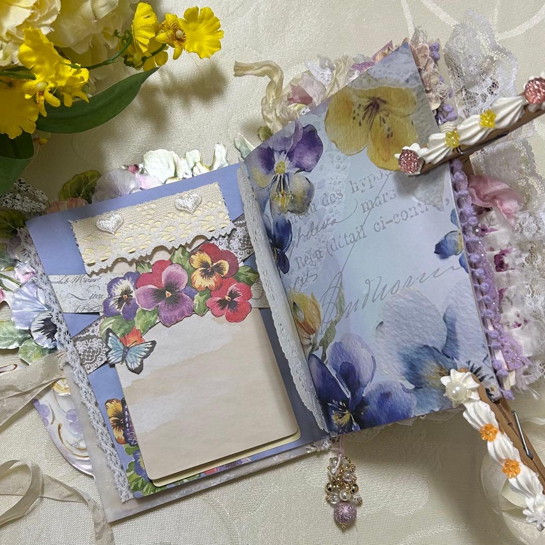 薔薇とレースのジャンクジャーナル・雑記帳　パンジー　For Ynu