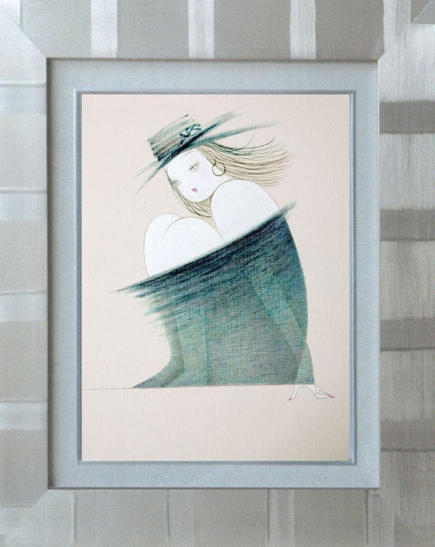 油絵 絵 絵画 インテリア 額付(銀) F6-080114 人物 女性像