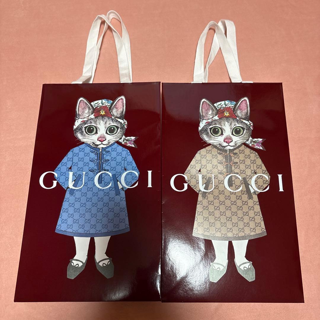 GUCCI ×ヒグチユウコ　猫　コラボ　ショッパー　ショップ袋　2セット