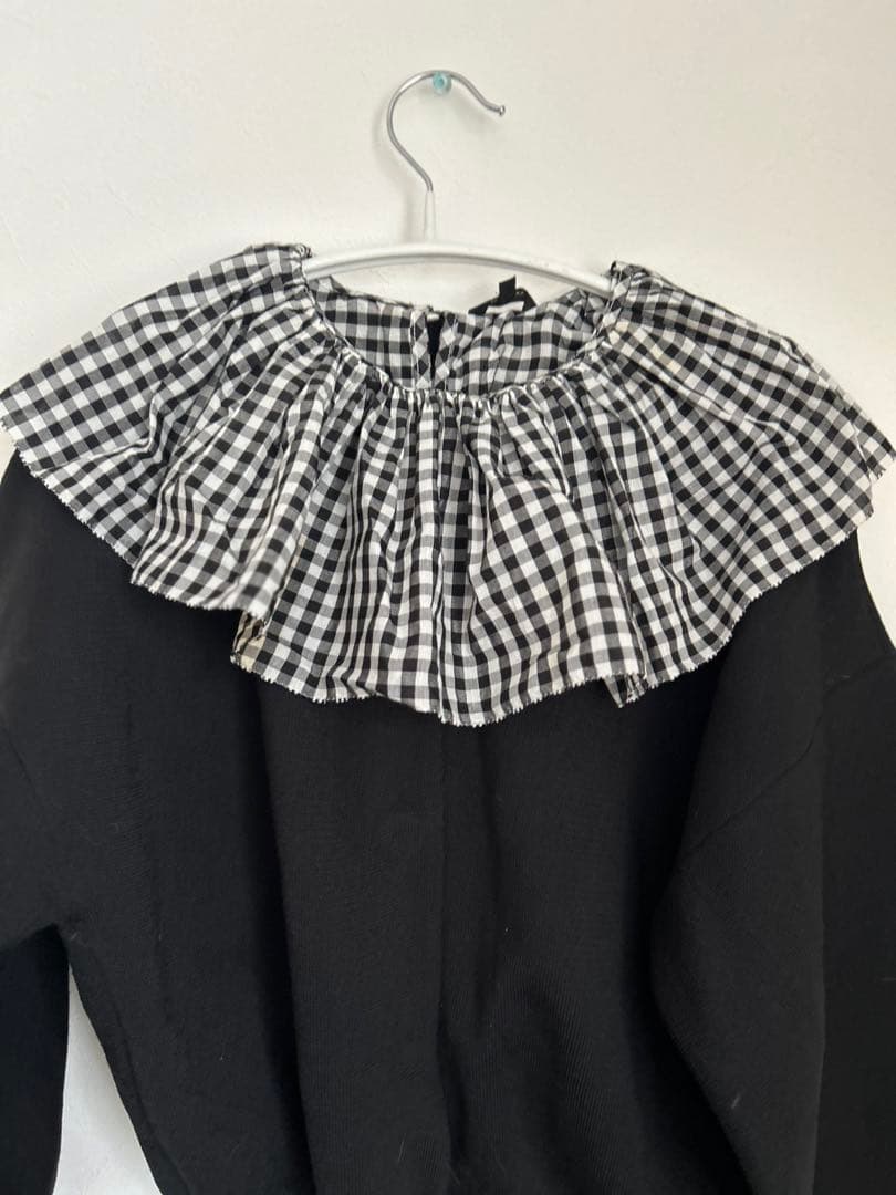オールドマンズテーラー　ギンガムチェック　ピエロカラーブラウス　襟