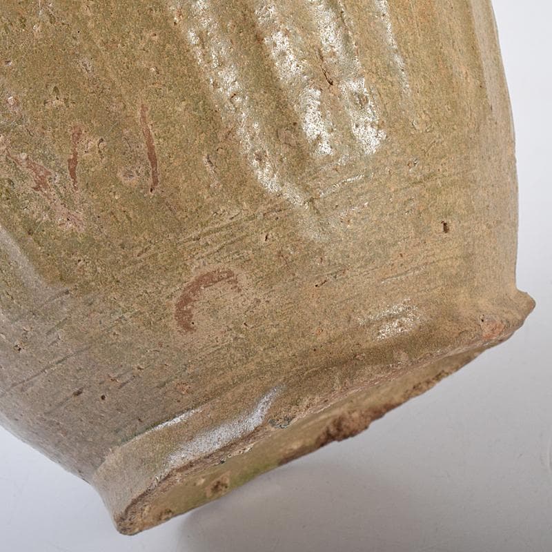 中国　越州窯青磁　碗口瓶　金継ぎ直し　時代箱付　M　R7948B