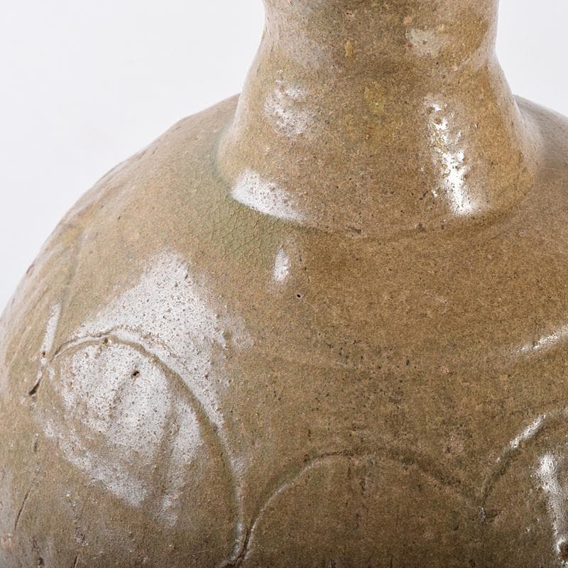 中国　越州窯青磁　碗口瓶　金継ぎ直し　時代箱付　M　R7948B