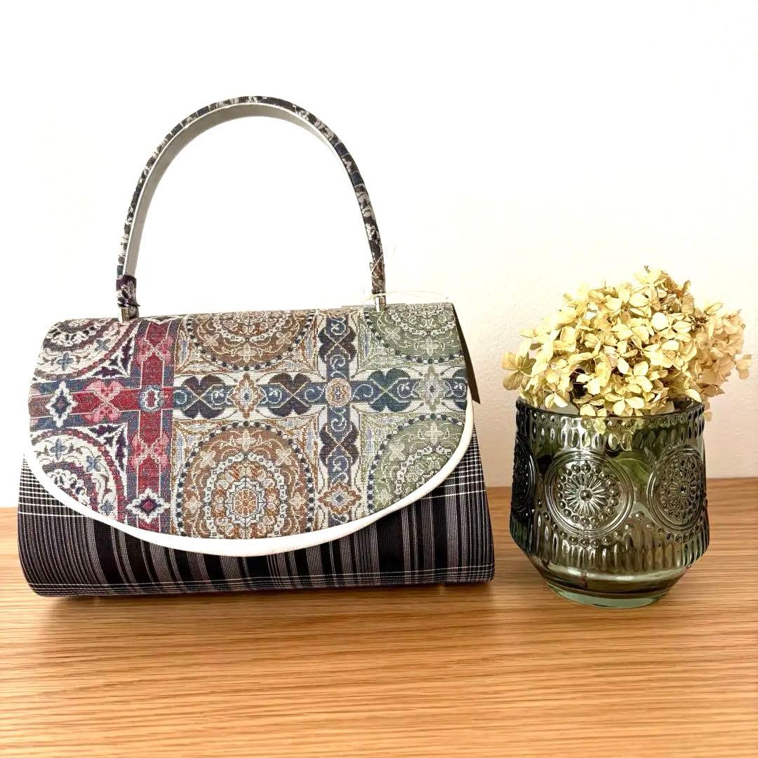 【新品未使用】 まわた紬 絹100% 和装用バッグ 真綿紬シルク