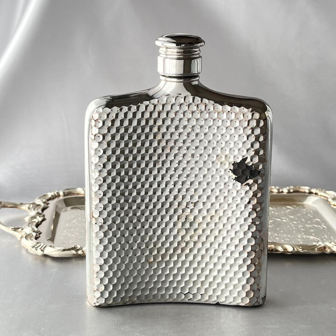 【Godinger】 バッカスのフラスク【シルバープレート】ウイスキーボトル