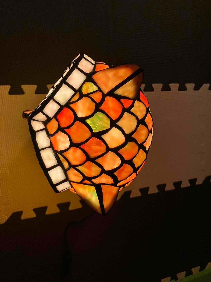 フクロウ　ステンドグラス　ランプ　ナイトランプ