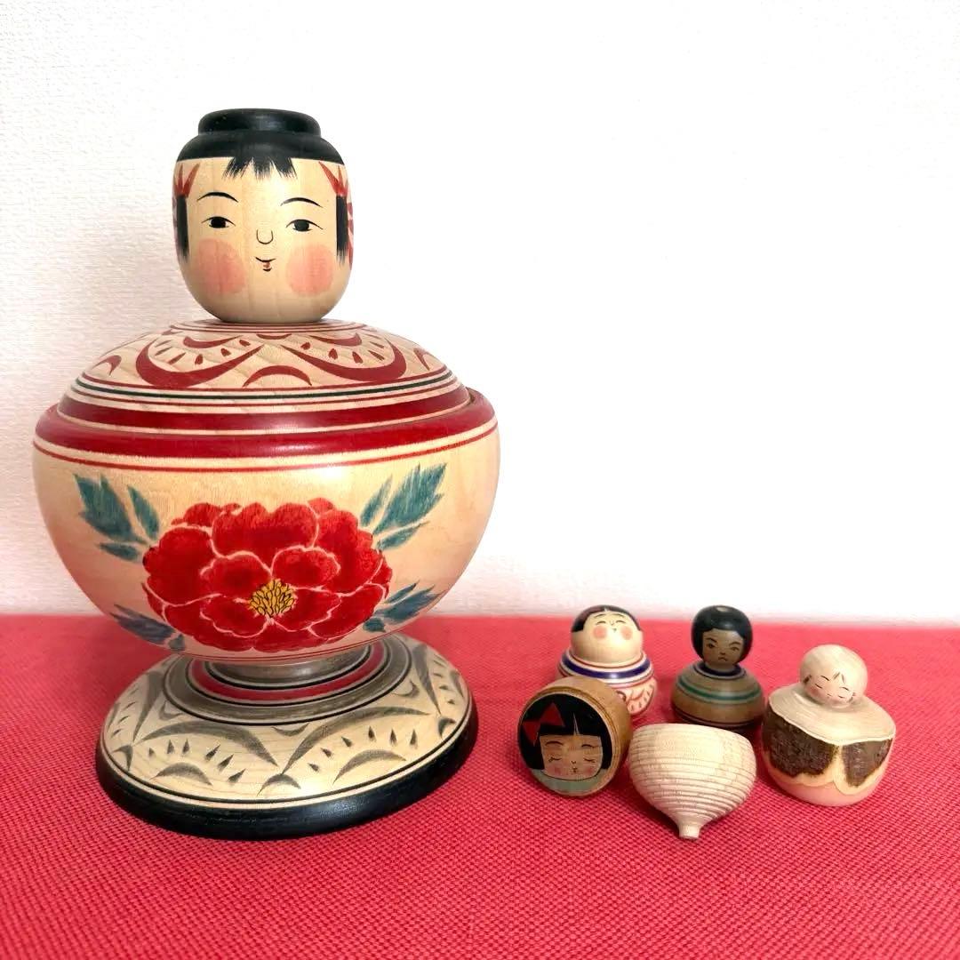 本間直子工人　こけし　小物入れ