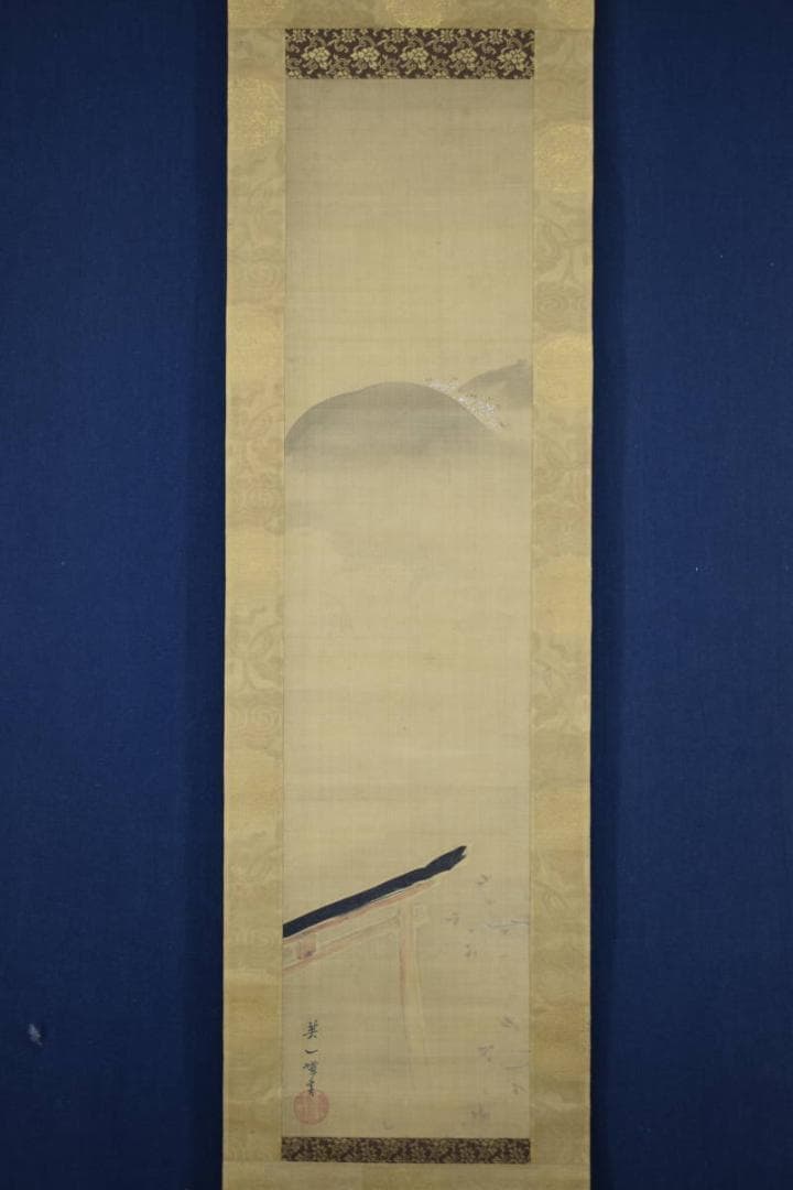 【真作】英一蝶/吉野山桜図/鳥居図/掛軸☆宝船☆Z-398