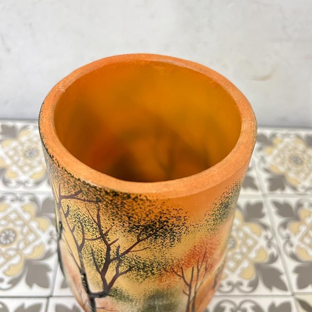 ドームナンシー 筒型　花瓶　高さ18cm 被せガラス　アンテルカレール　幹立体