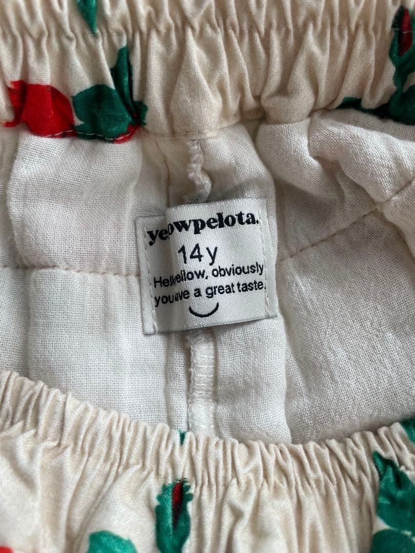 イエローペロタキルティングパンツ　薔薇　14y 150 160 大人