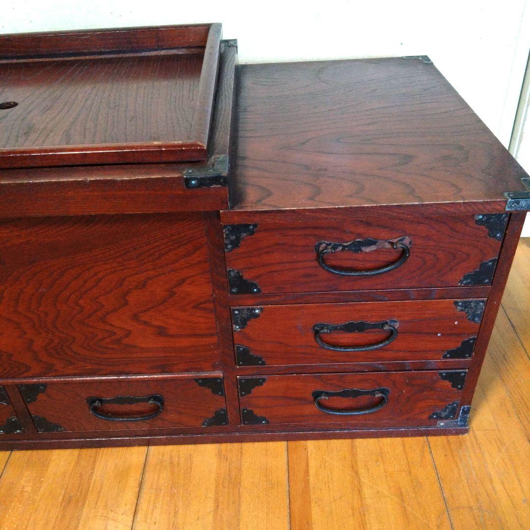 昭和レトロなアンティーク　　木製長火鉢　引き出し付