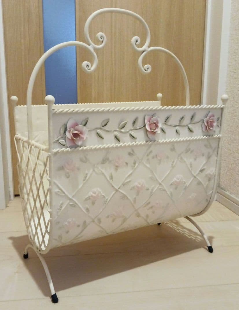 アイボリー フラワーモチーフ バスケット