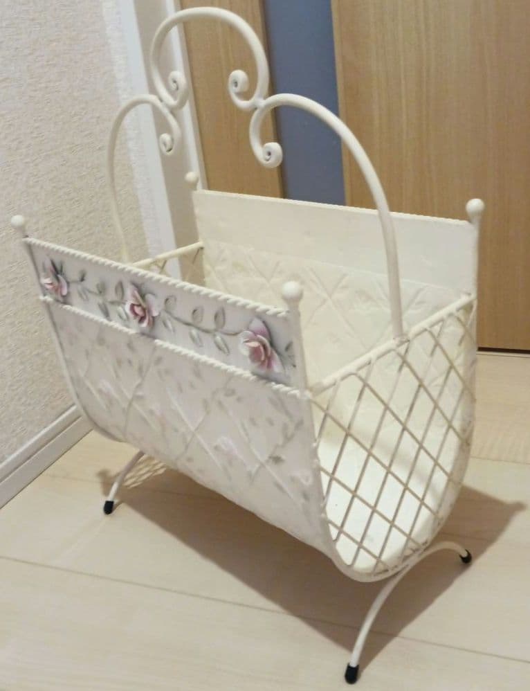 アイボリー フラワーモチーフ バスケット