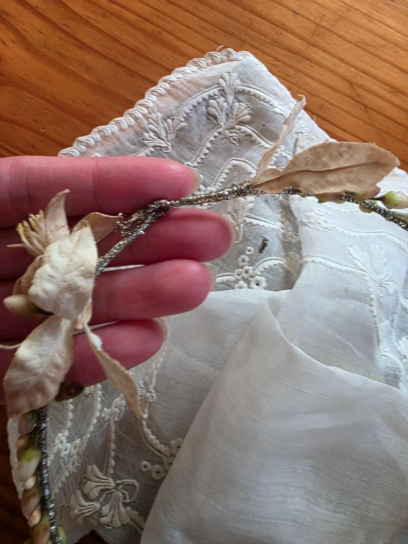 フランスアンティーク　ワックスフラワー　ティアラ　マリアージュ