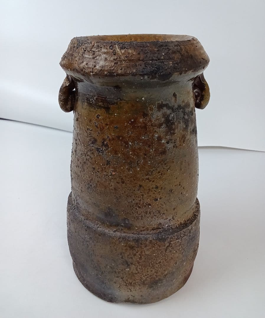 備前焼 耳付花入 花器 花瓶【人間国宝 伊勢崎淳】茶道 華道 美術品 工芸品