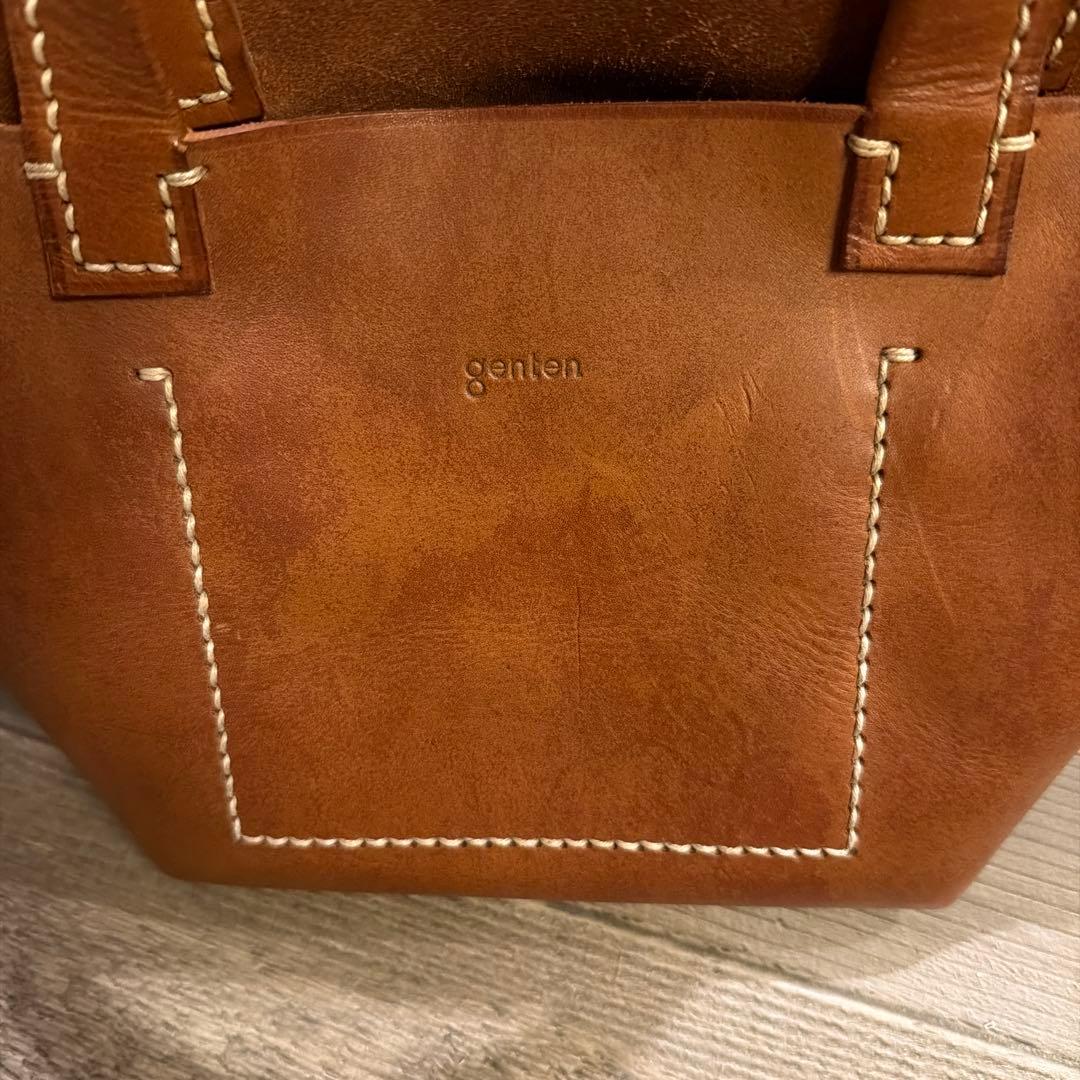 genten アマーノ　ブラウンレザー　トートバッグ　ハンドバッグ　SS