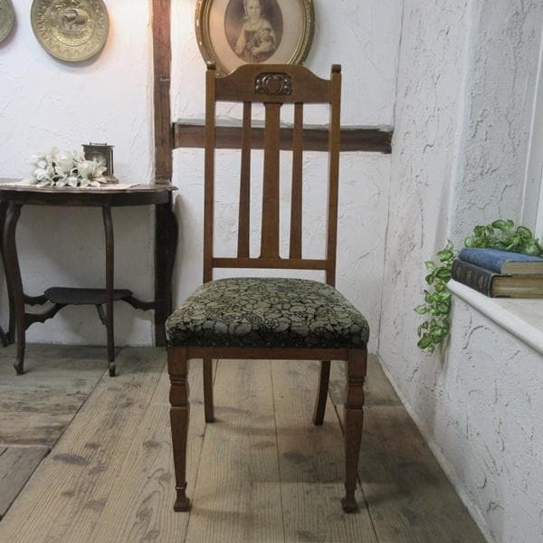 イギリス アンティーク 家具 ダイニングチェア 張りぐるみ椅子 英国 4107d