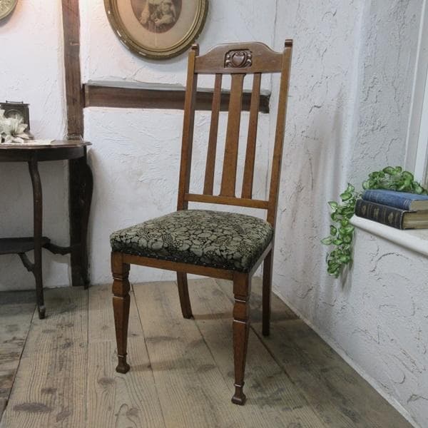 イギリス アンティーク 家具 ダイニングチェア 張りぐるみ椅子 英国 4107d