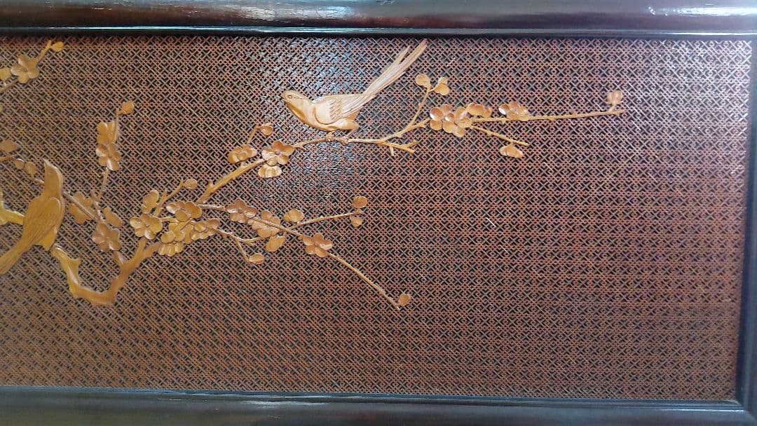 和風鳥の彫刻装飾品 182x40cm