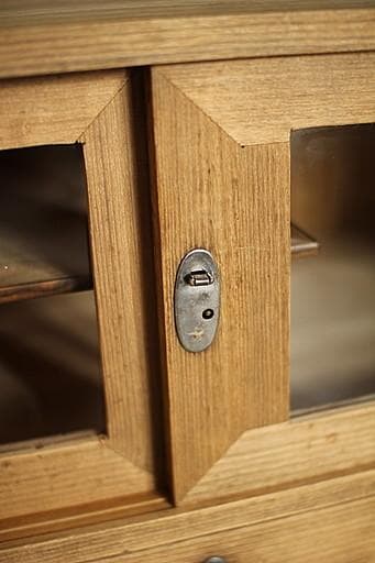 古いガラス戸棚×木製小引き出し3杯　食器棚　タンス　収納　古家具　古民家