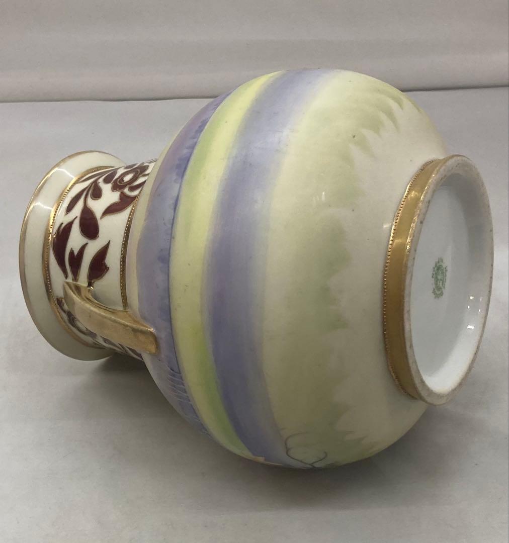 B411s「花のある風景図 花生」オールドノリタケ　ハンドペインティング